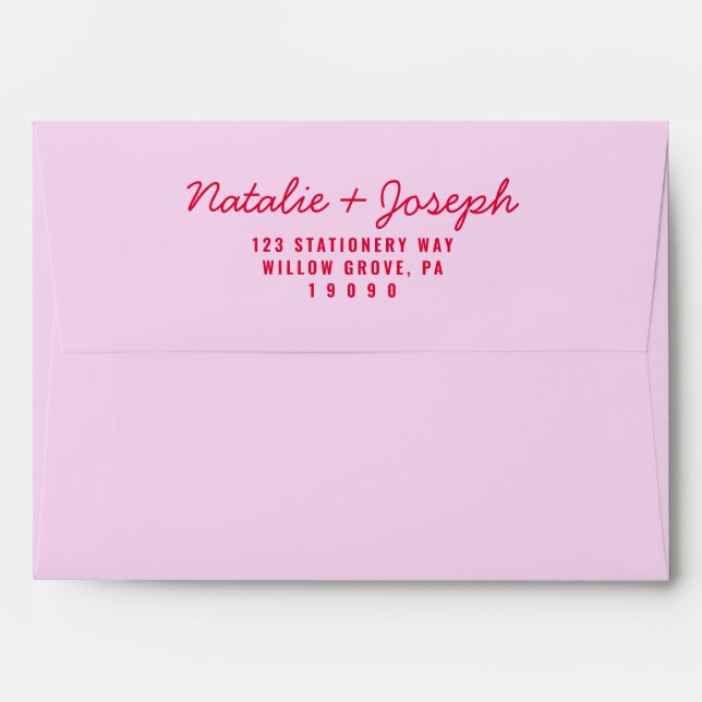 Modern Colourful Retro Bright Calligraphy Wedding Envelope (Back (Top Flap))