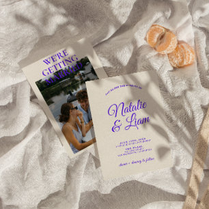 Modern Colourful Retro Fun Funky Photo Wedding  Invitation