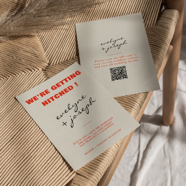 Modern Colourful Retro Fun Funky QR Code Wedding Invitation (Creator Uploaded)