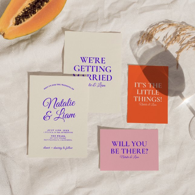 Modern Colourful Retro Fun Funky Unique Wedding  Invitation (Creator Uploaded)