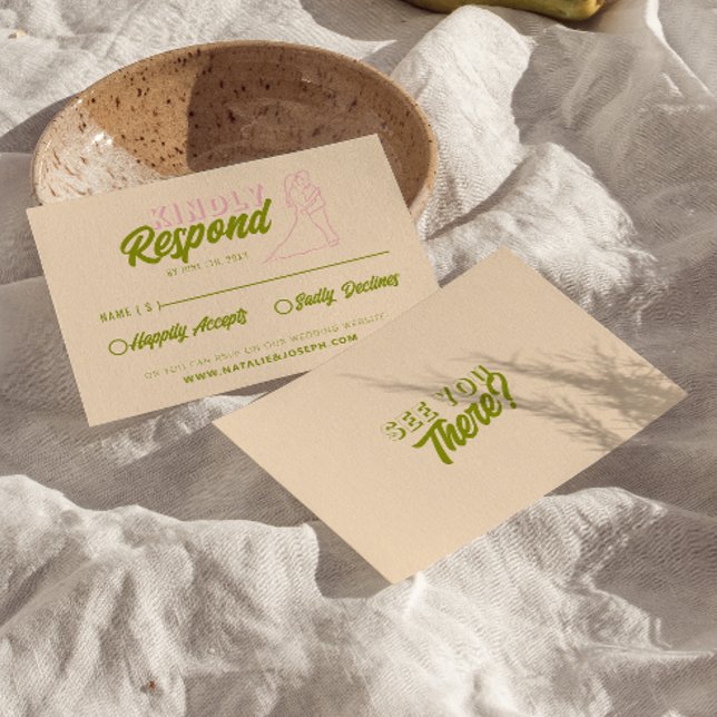 Modern Colourful Retro Fun Funky Unique Wedding RSVP Card (Creator Uploaded)