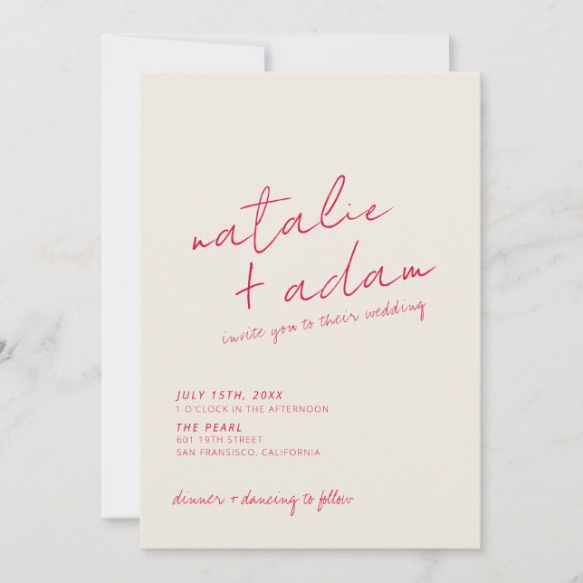 Modern Colourful Retro Fun Whimsical Script Weddin Invitation (Front)