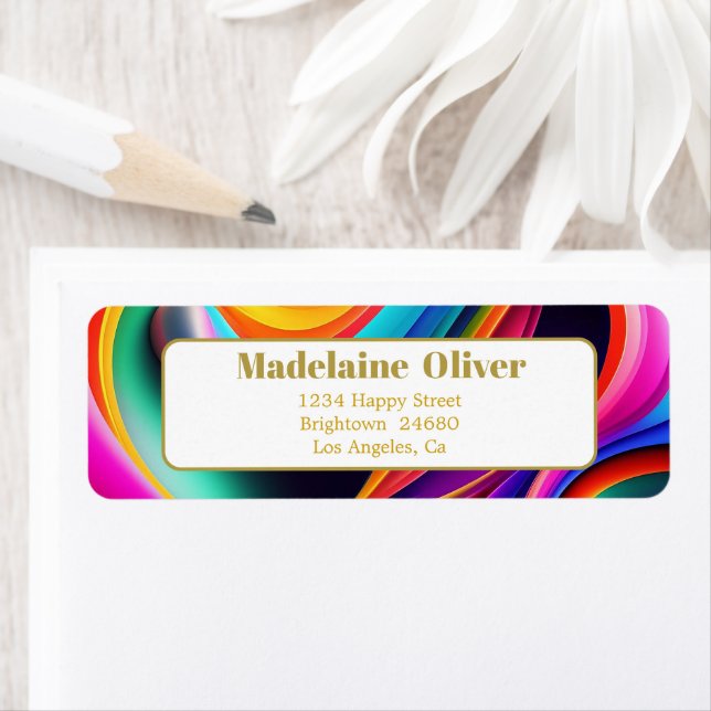 Modern Colourful Retro Waves Address Label  (Insitu)