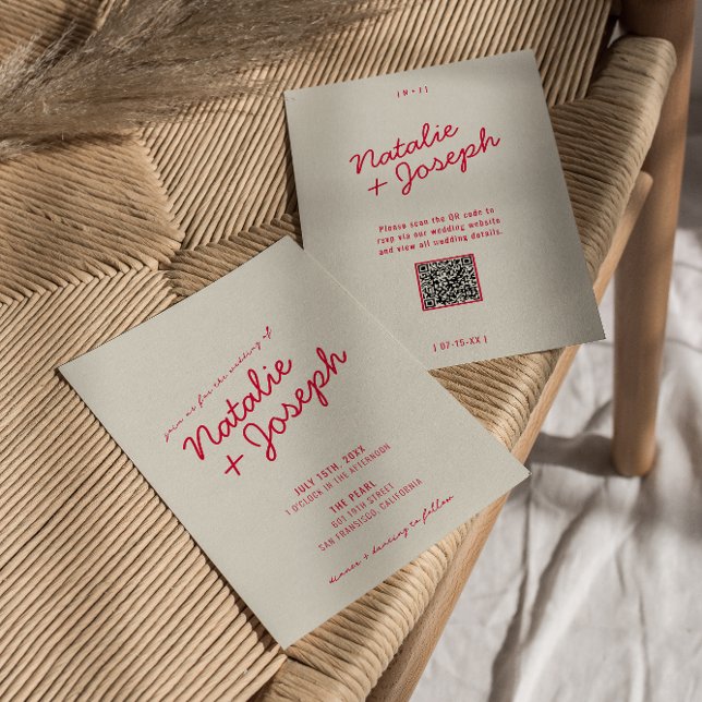 Modern Colourful Retro Whimsical QR Code Wedding Invitation (Creator Uploaded)