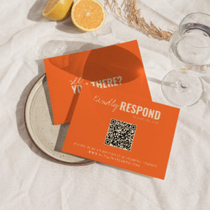 Modern Colourful Retro Whimsical QR Code Wedding RSVP Card