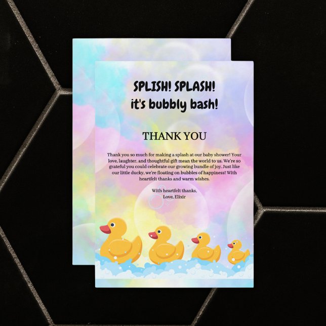 Modern Colourful Rubber Duckies Baby Shower Thank You Card (Creator Uploaded)