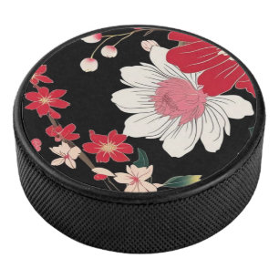 Modern Colourful Sakura Flower Japan Birthday part Hockey Puck