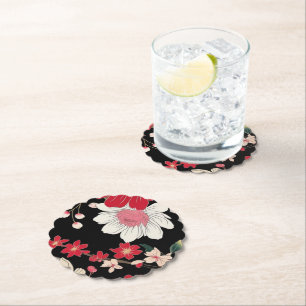 Modern Colourful Sakura Flower Japan Birthday part Paper Coaster