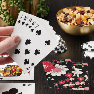 Modern Colourful Sakura Flower Japan Birthday part Playing Cards