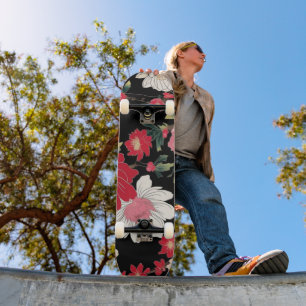 Modern Colourful Sakura Flower Japan Birthday part Skateboard