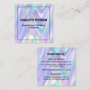 Modern Colourful Shiny Holographic Square Business Card