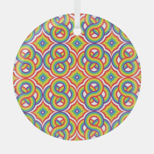 Modern Colourful Simple Batik Motifs Glass Tree Decoration