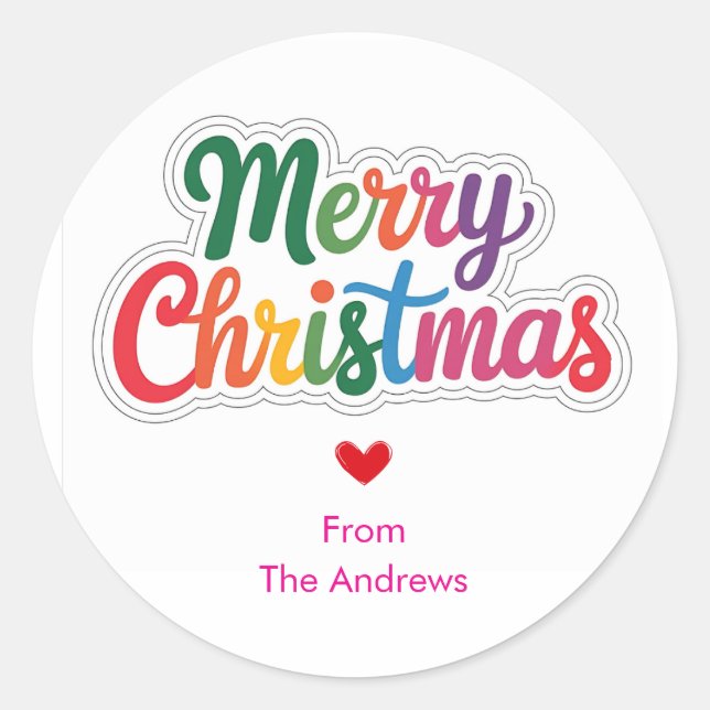 Modern Colourful simple christmas Sticker (Front)