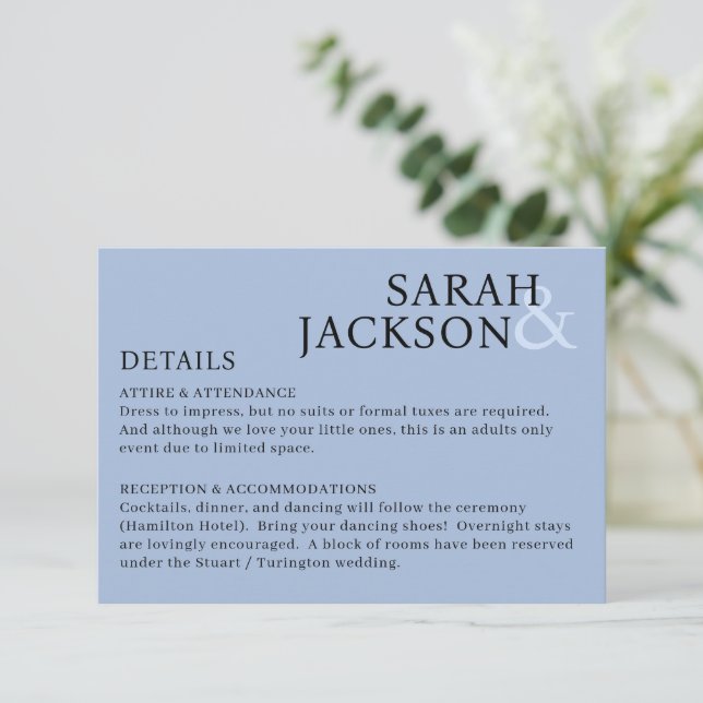 Modern Colourful Simple Font Wedding Details Enclosure Card (Standing Front)