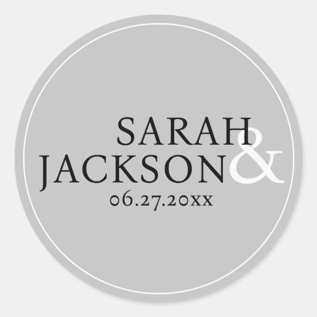 Modern Colourful Simple Font Weddng Classic Round Sticker (Front)