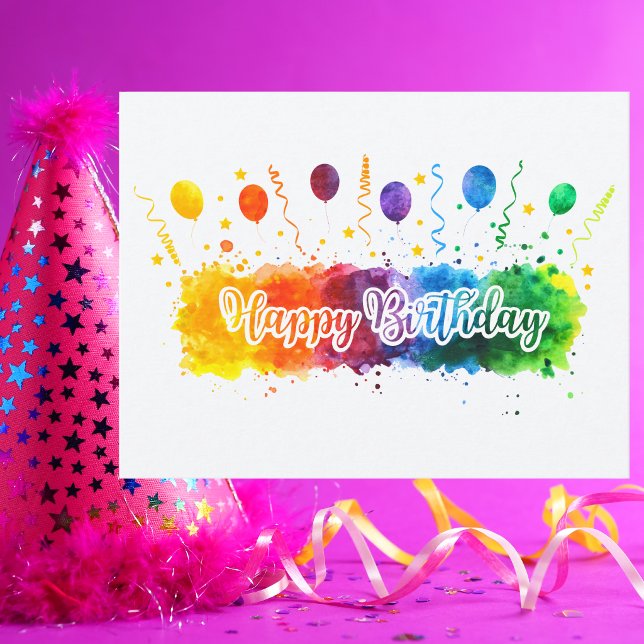Modern Colourful Simple Happy Birthday Postcard (Creator Uploaded)