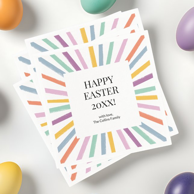 Modern Colourful Simple Stiped Happy Easter Party Napkin (Modern Colorful Simple Stiped Happy Easter Party Napkins)