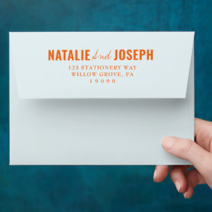 Modern Colourful Sky Blue Whimsical Unique Wedding Envelope