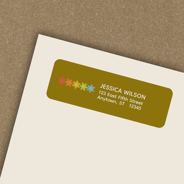 Modern Colourful Snowflake Christmas Return Addres (Creator Uploaded)