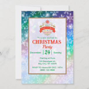 Modern  Colourful Snowflake Winter Christmas party Invitation