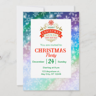 Modern  Colourful Snowflake Winter Christmas party Invitation