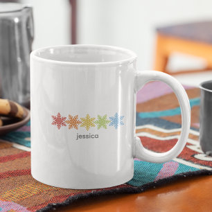 Modern Colourful Snowflakes Christmas Coffee Mug