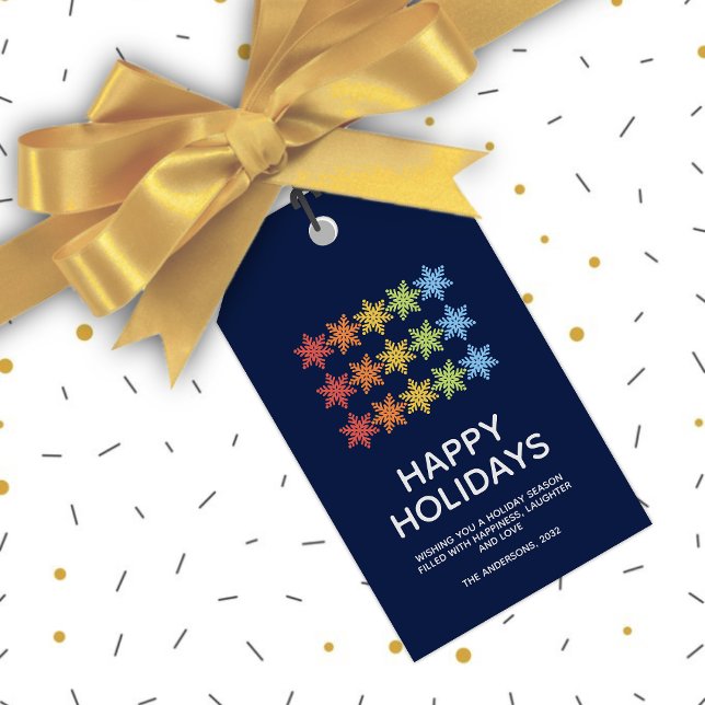 Modern Colourful Snowflakes Christmas Gift Tags (Creator Uploaded)