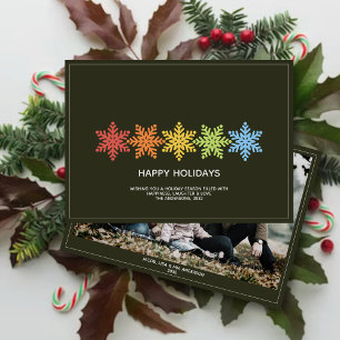 Modern Colourful Snowflakes Christmas Photo Holiday Card