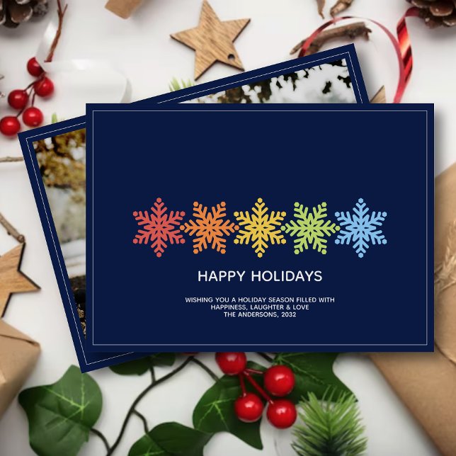 Modern Colourful Snowflakes Christmas Photo Holiday Card (Creator Uploaded)