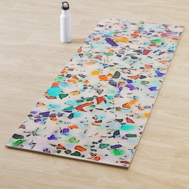 Modern Colourful Speckles Terrazzo Watercolor Pain Yoga Mat (In Situ)
