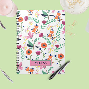 Modern Colourful Spring Wildflower Meadow Floral Notebook