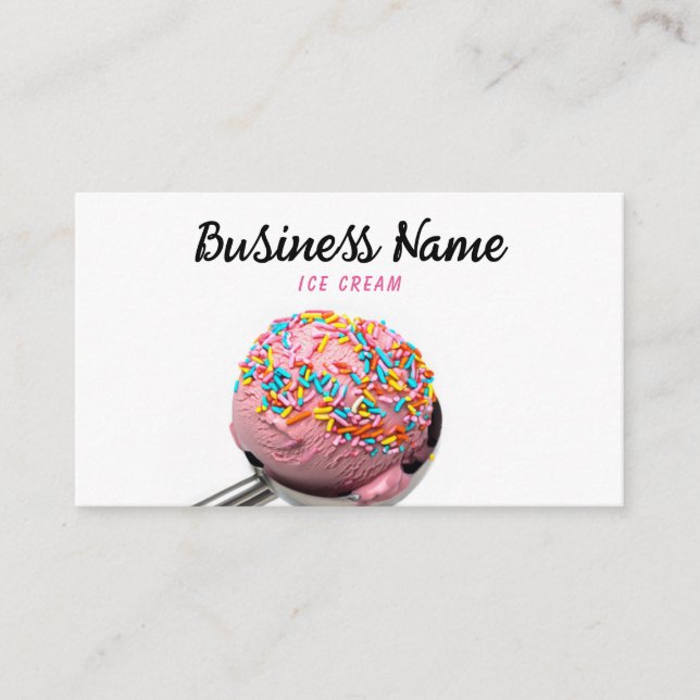 Modern Colourful Sprinkles Ice Cream Scoop Business Card (Front)