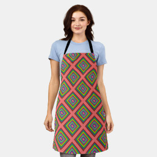 Modern colourful square geometric pattern graphic apron