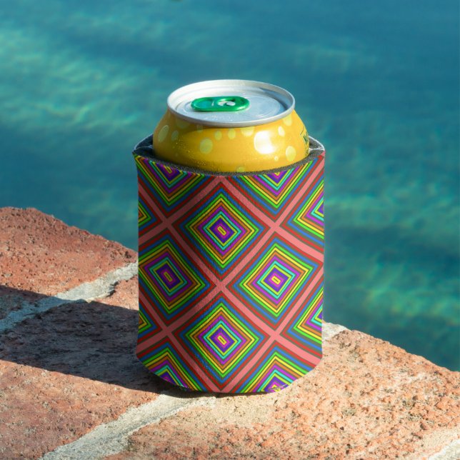 Modern colourful square geometric pattern graphic  can cooler (In Situ Pool)