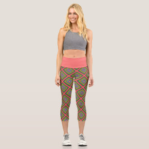 Modern colourful square geometric pattern graphic  capri leggings