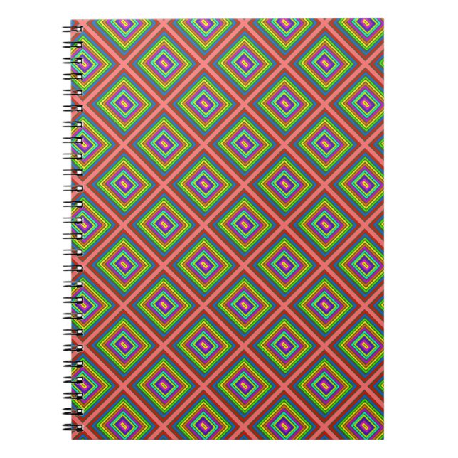 Modern colourful square geometric pattern graphic  notebook (Front)