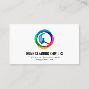 Modern Colourful Squeegee Logo   Cleaning Maid Business Card