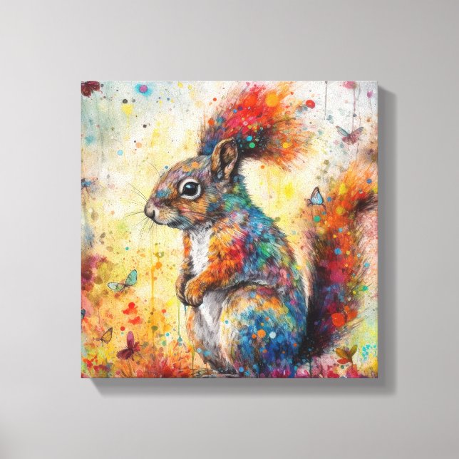 Modern Colourful Squirrel Art Canvas Print (Front)