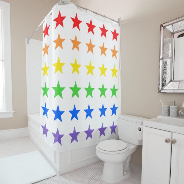 Modern Colourful Starry Pattern Shower Curtain (In Situ)