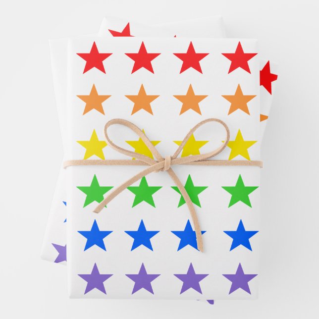 Modern Colourful Starry Pattern Wrapping Paper Sheet (In situ)