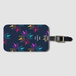 modern colourful stars - navy blue   luggage tag