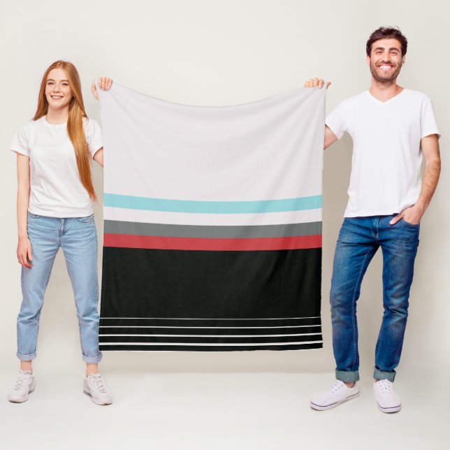 Modern Colourful Striped Pattern Fleece Blanket (In Situ)