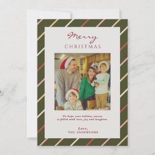 Modern Colourful Striped Photo Christmas cards