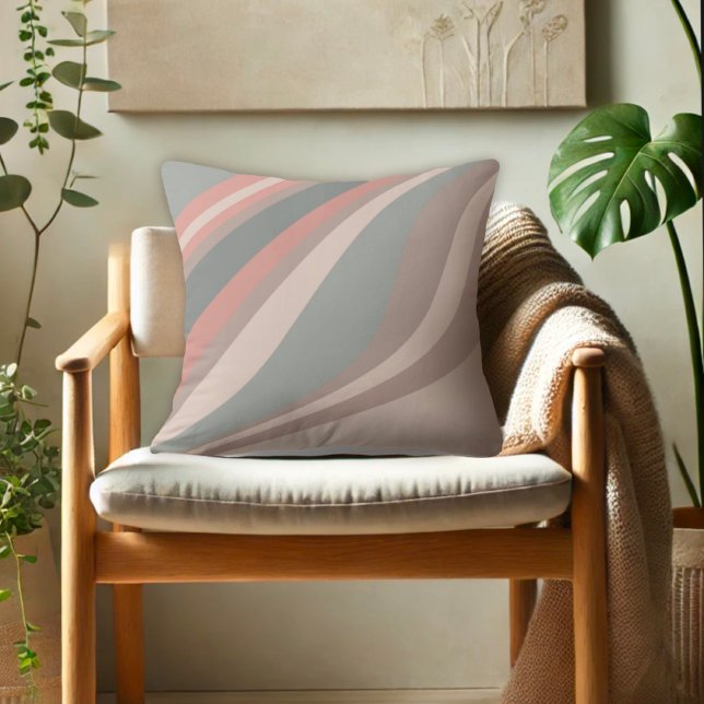 Modern Colourful Stripes Grey Pink Bedroom Cushion (Creator Uploaded)