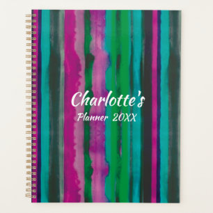 Modern Colourful Stripes Personalised Planner
