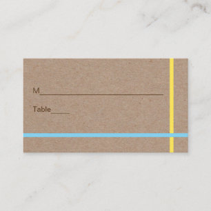 Modern colourful stripes rustic wedding place card