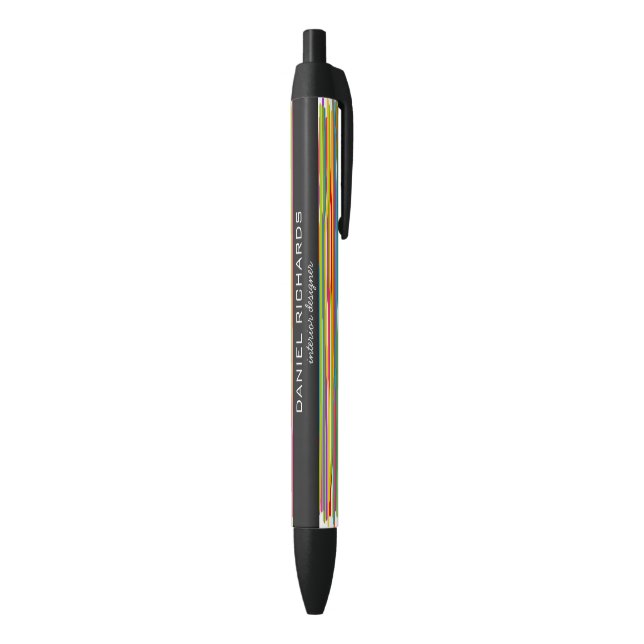 Modern Colourful Stripes Vibrant Interior Designer Black Ink Pen (Bottom (Vertical))