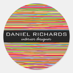 Modern Colourful Stripes Vibrant Interior Designer Classic Round Sticker