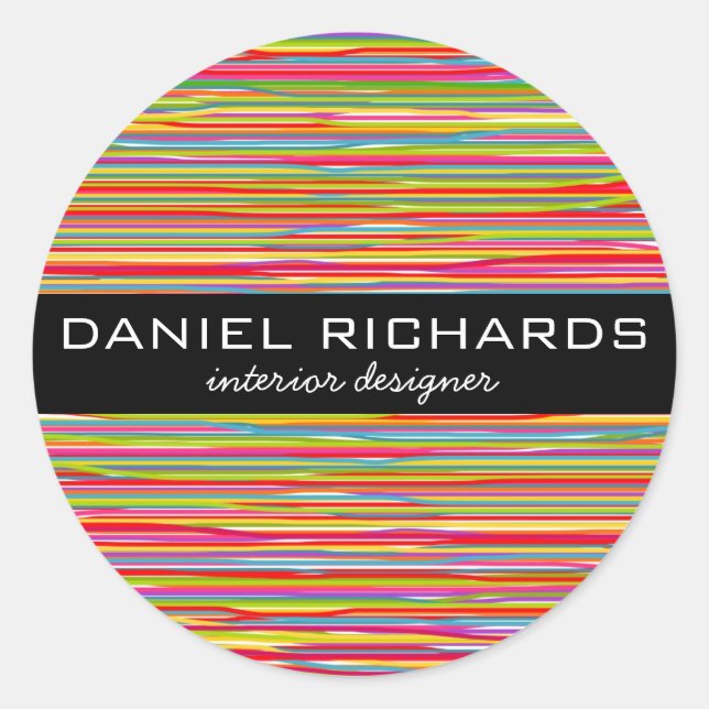 Modern Colourful Stripes Vibrant Interior Designer Classic Round Sticker (Front)