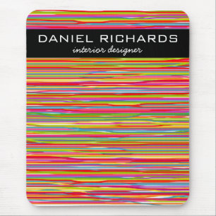 Modern Colourful Stripes Vibrant Interior Designer Mouse Mat